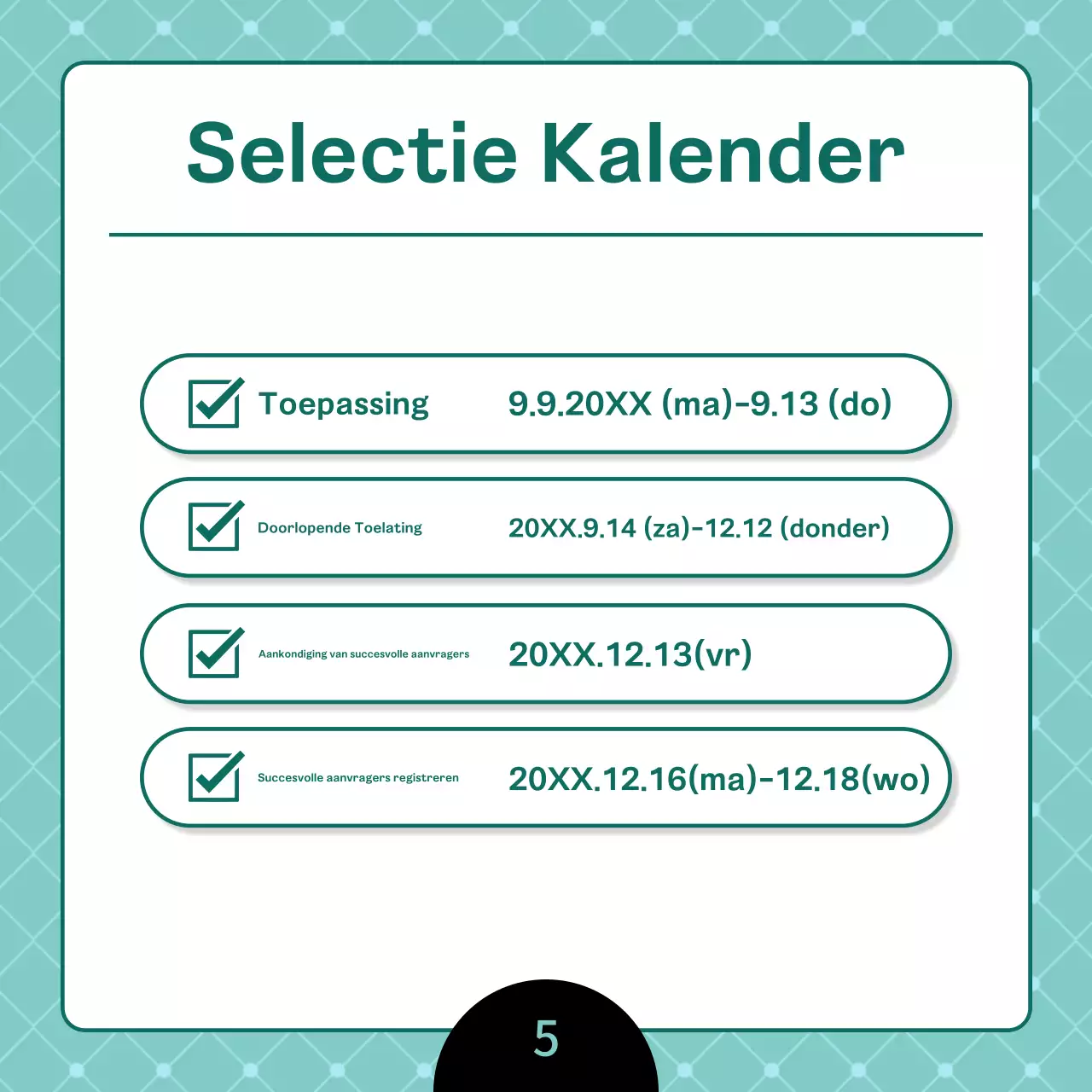 Een schoon, mintkleurig wervingsbericht voor universiteiten