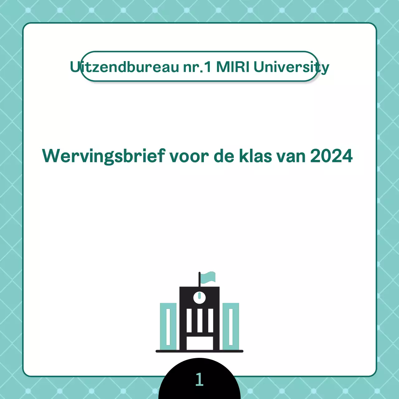 Een schoon, mintkleurig wervingsbericht voor universiteiten