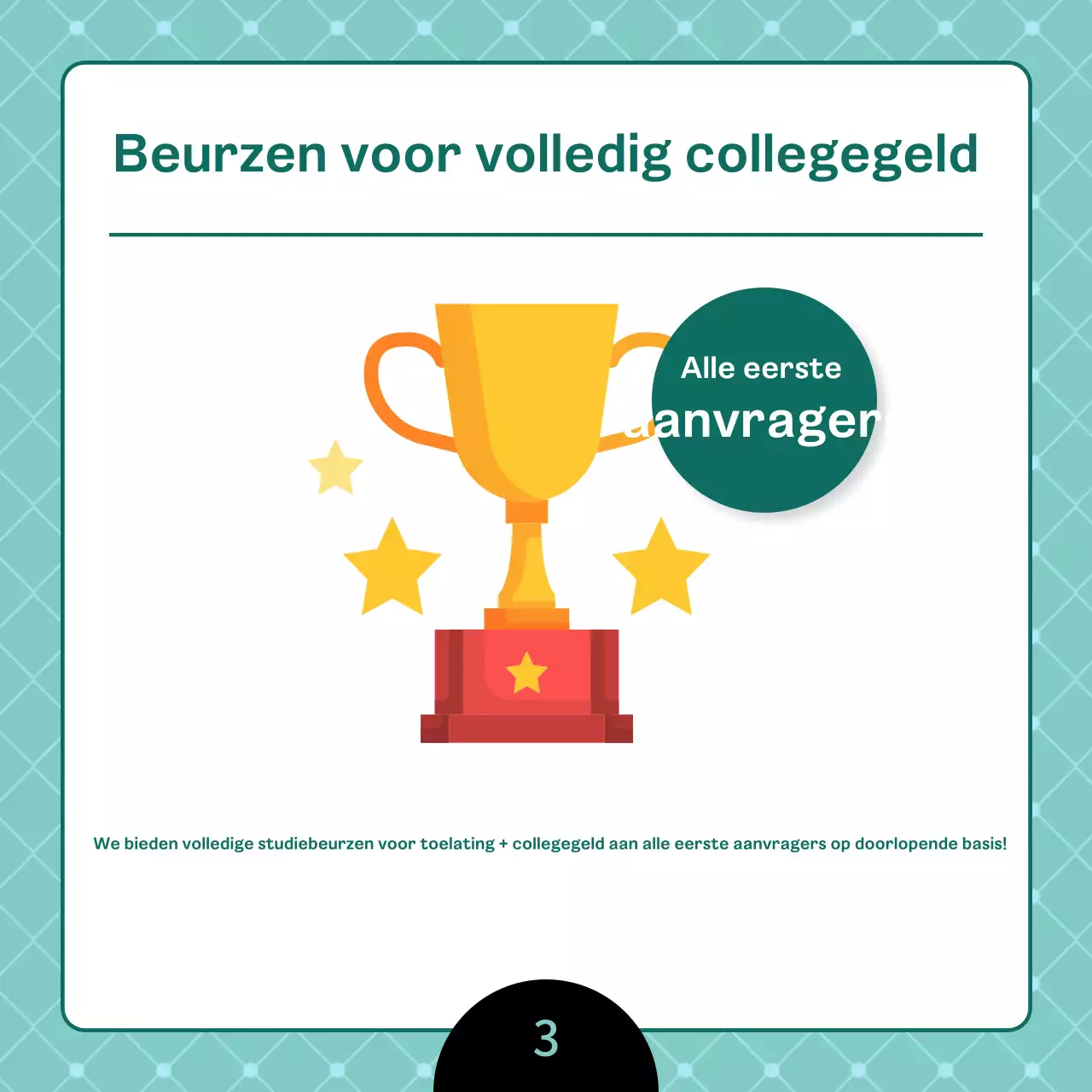 Een schoon, mintkleurig wervingsbericht voor universiteiten