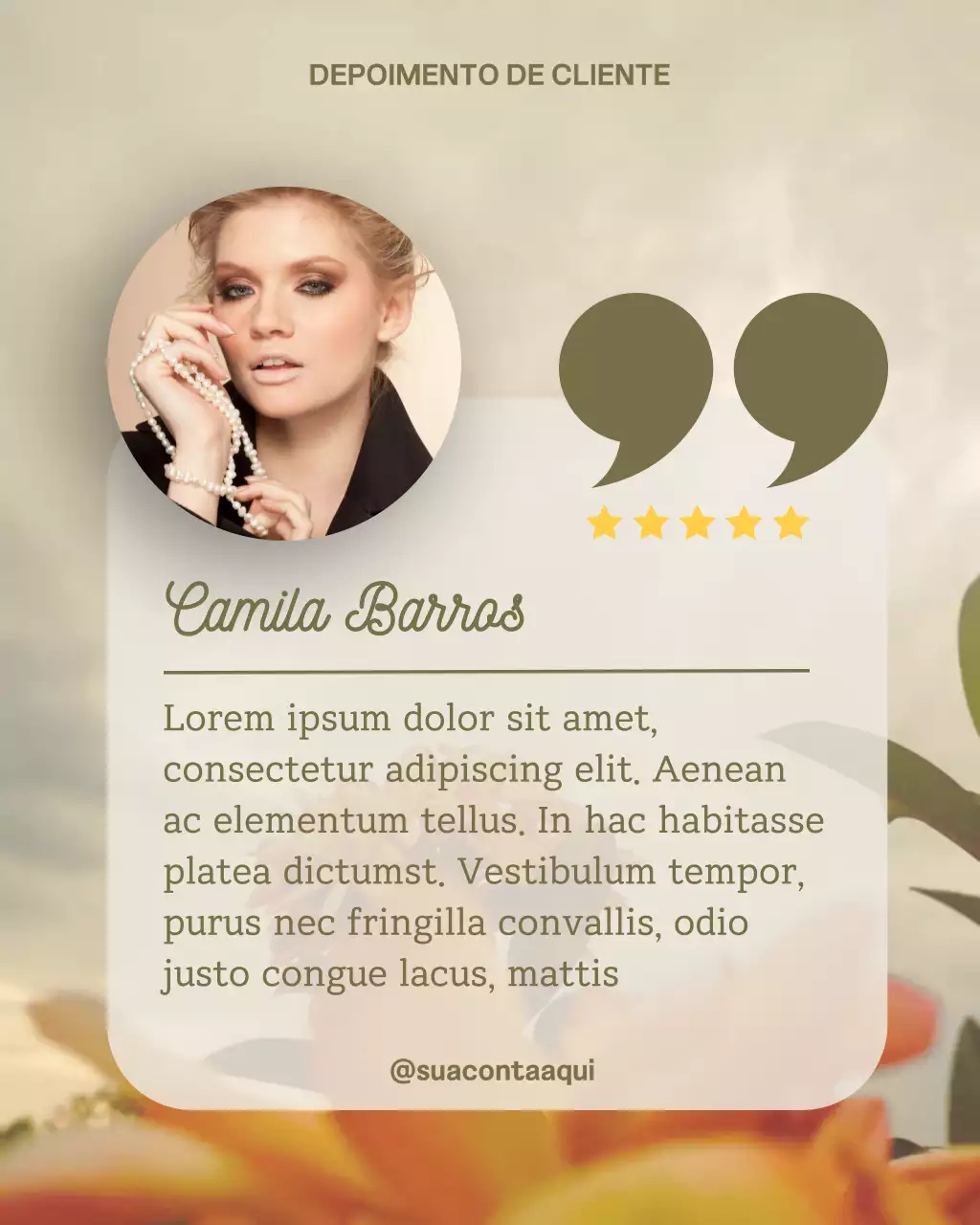 Postagem de depoimento elegante e verde no Instagram