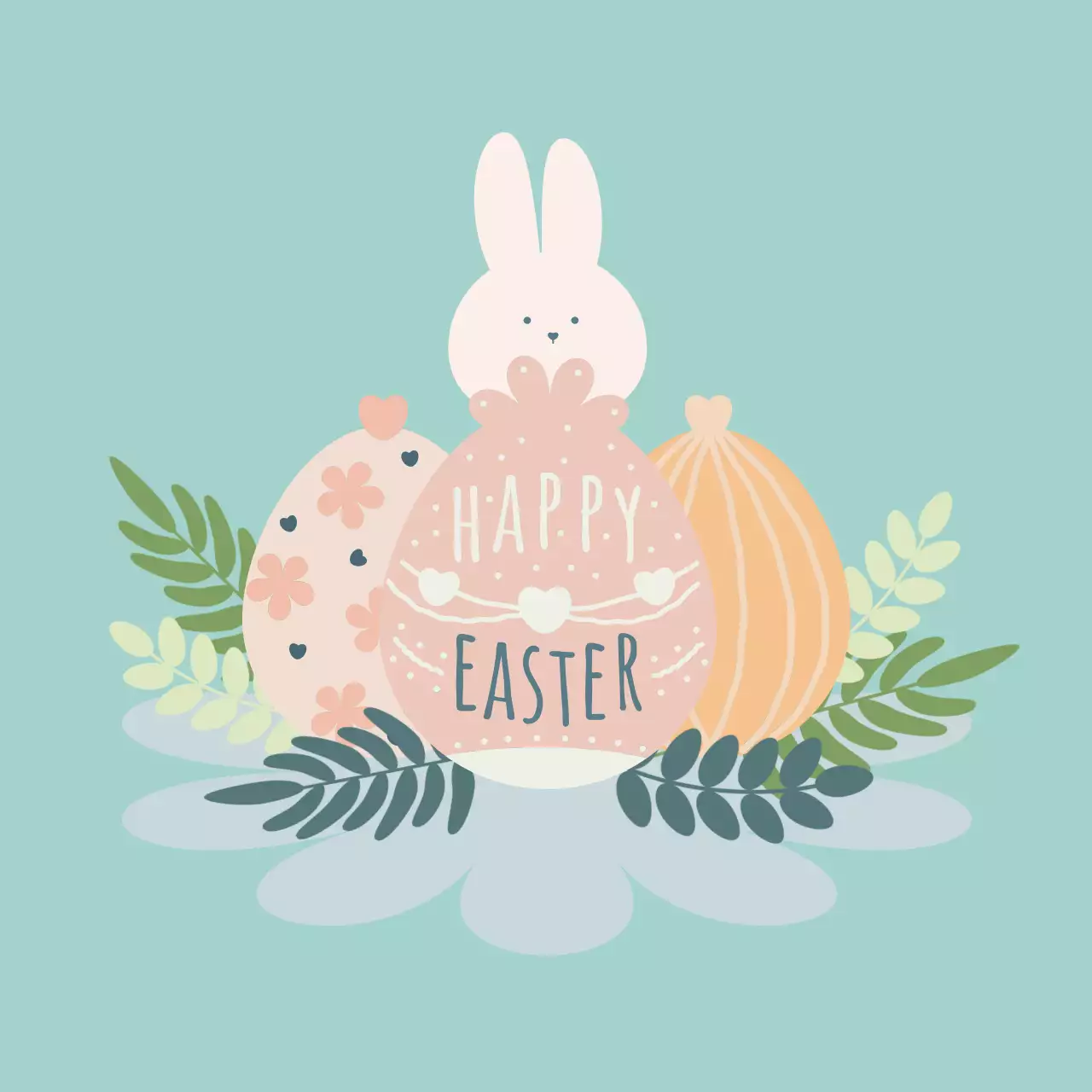 부활절의 토끼와 달걀