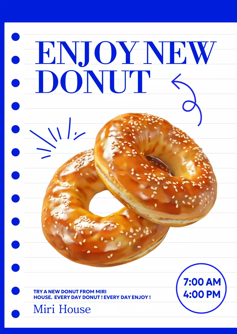 파랑 모던 디저트 도넛 케익 메뉴판 광고