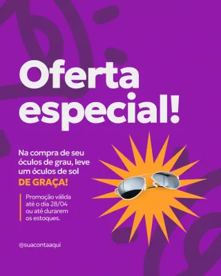 Postagem promocional do Instagram para óculos Purple Bold