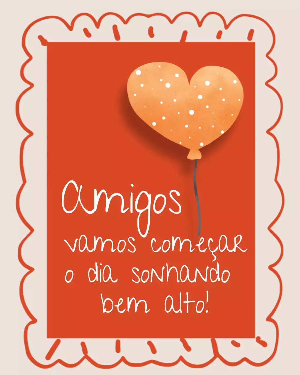 Cartão de felicitações laranja retrô de bom dia e amizade - postagem no Instagram