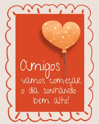 Cartão de felicitações laranja retrô de bom dia e amizade - postagem no Instagram