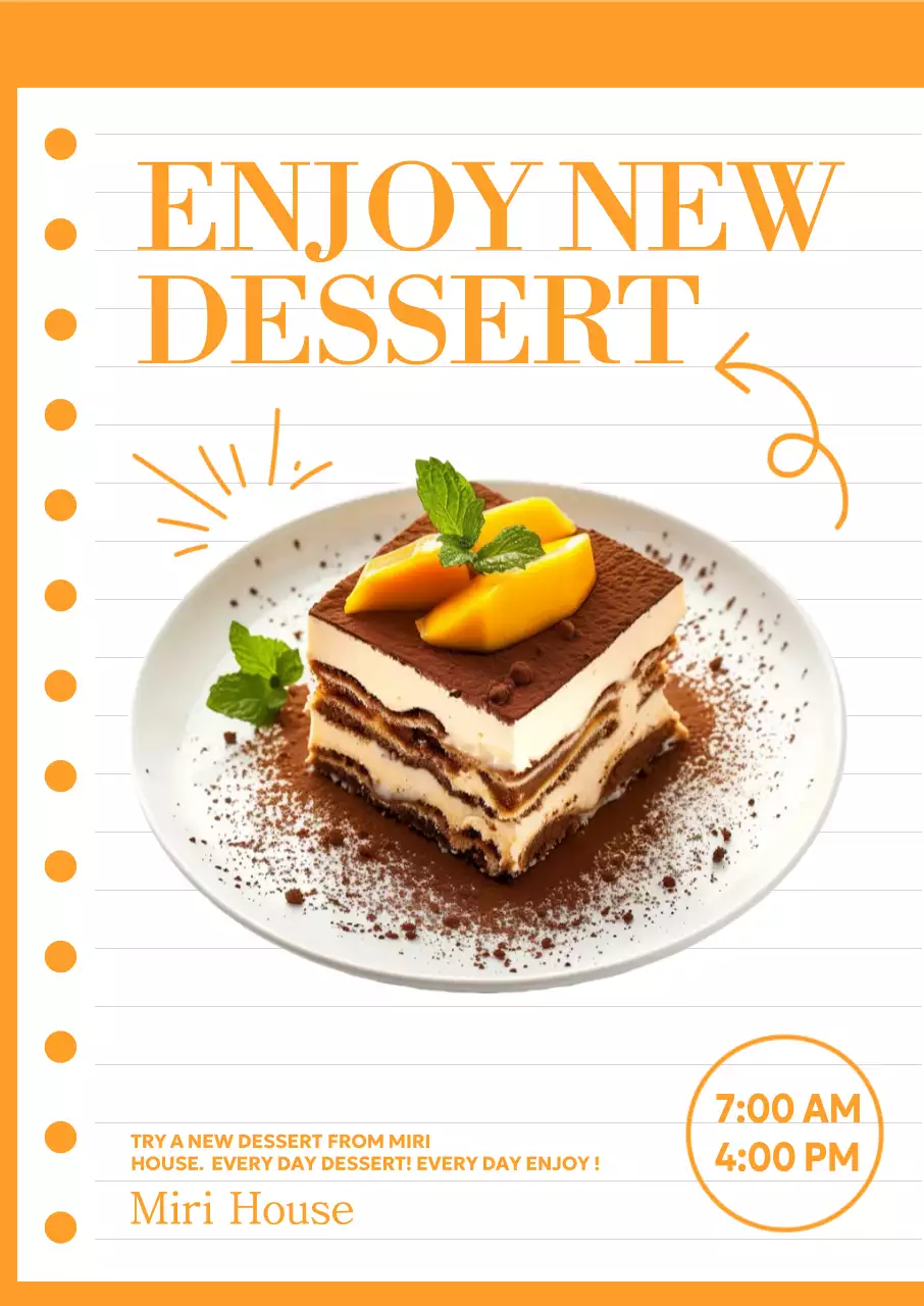 파랑 모던 디저트 도넛 케익 메뉴판 광고