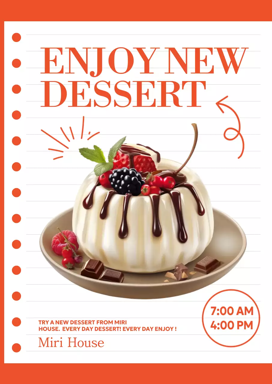 파랑 모던 디저트 도넛 케익 메뉴판 광고