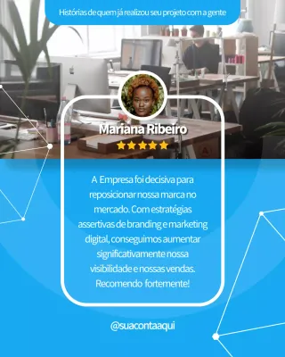 Postagem promocional do Instagram de depoimento da Blue Modern