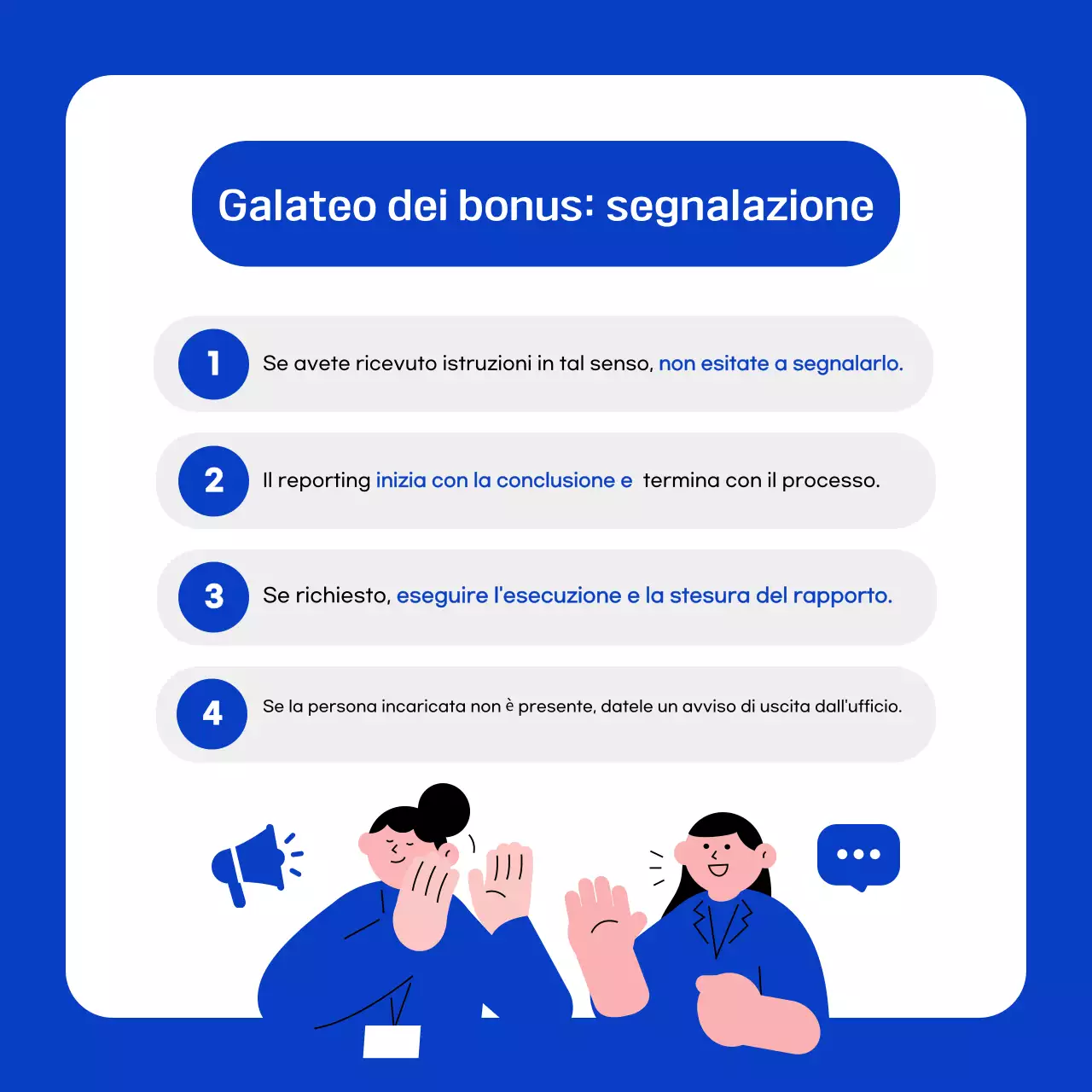 Consigli di etichetta per i nuovi dipendenti in bianco e blu