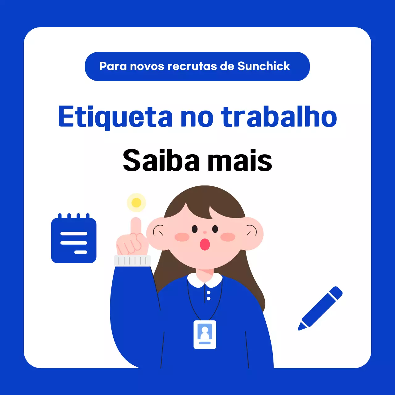 Dicas de etiqueta para novos funcionários em azul e branco