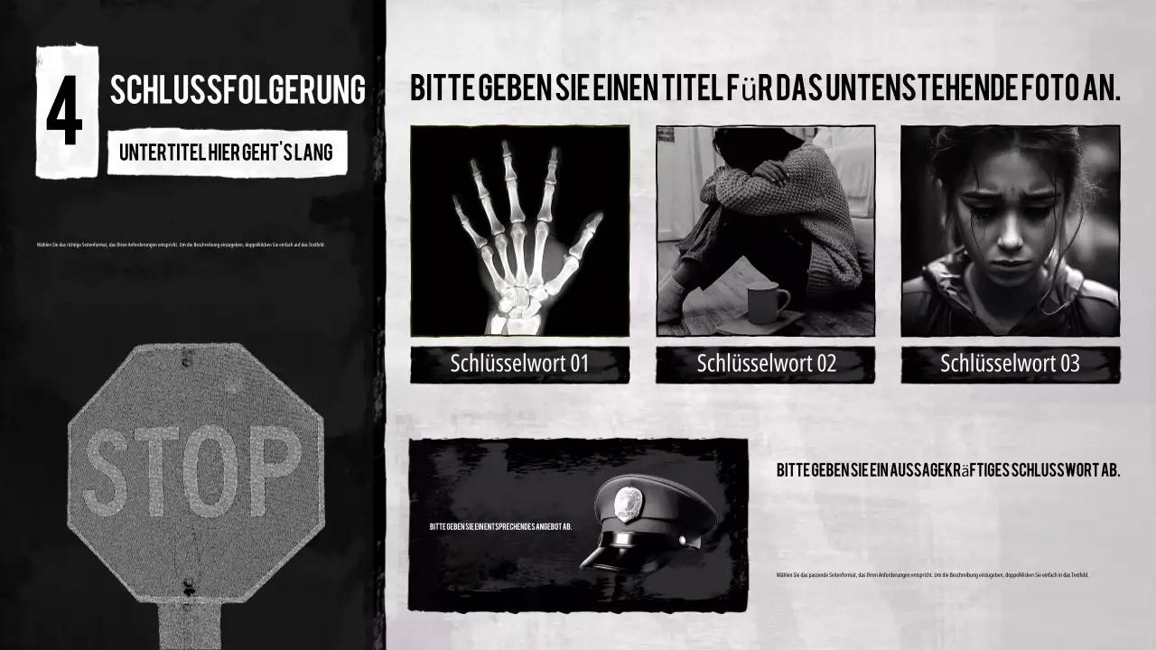 Schwarzer und weißer Vintage-Kurs zur Sensibilisierung für häusliche Gewalt