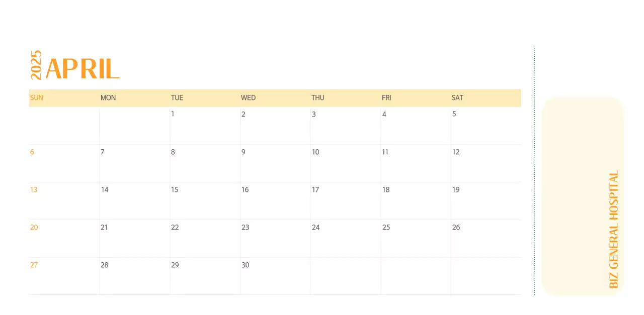 Hospital calendar with green photo frame