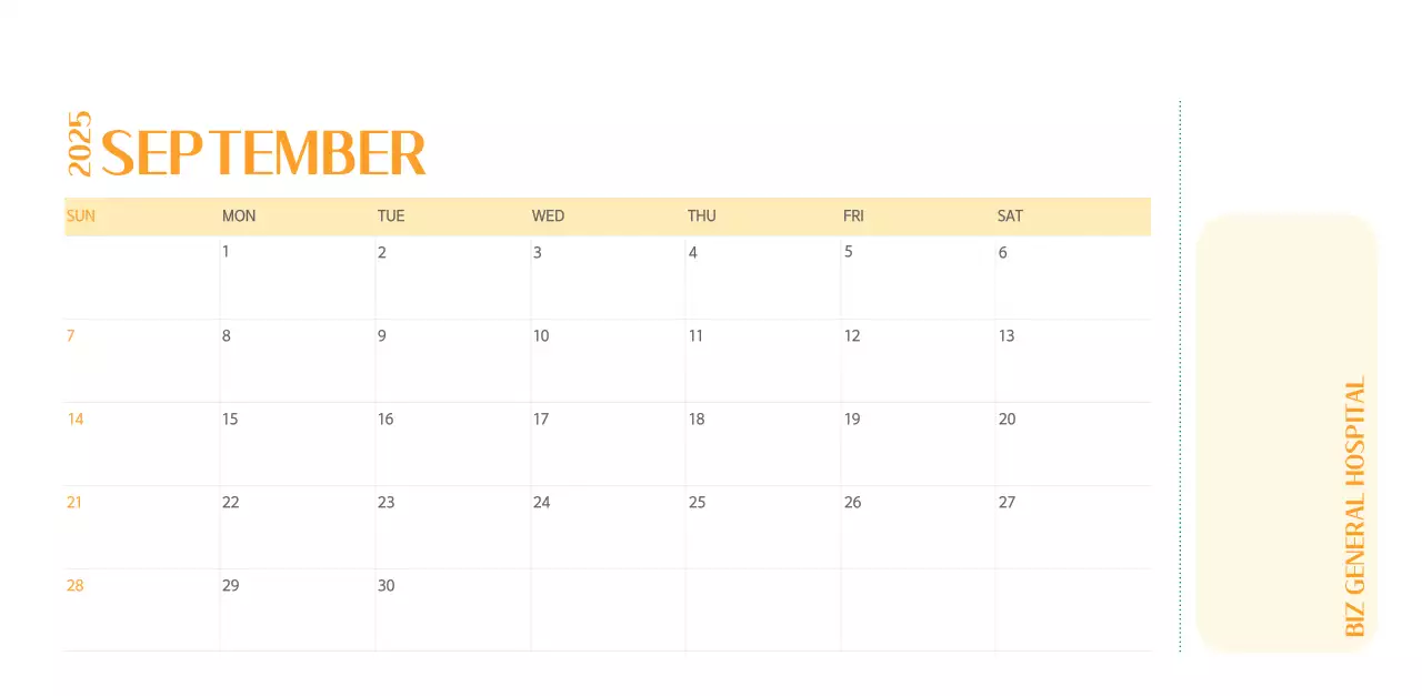 Hospital calendar with green photo frame