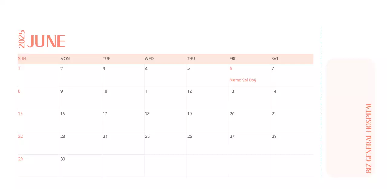 Hospital calendar with green photo frame