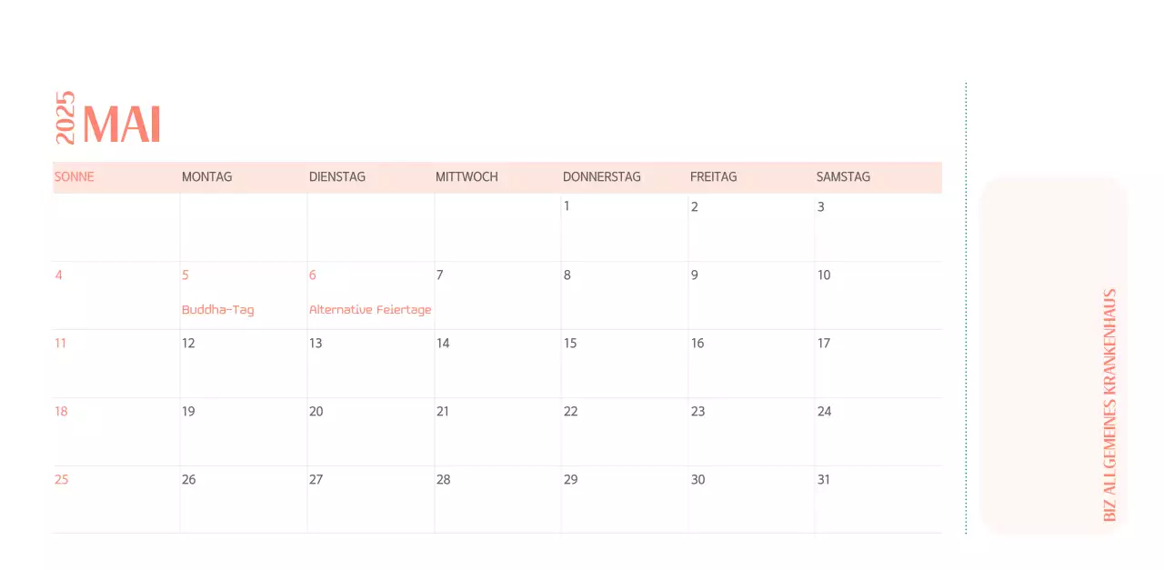 Krankenhauskalender in grünem Fotorahmen