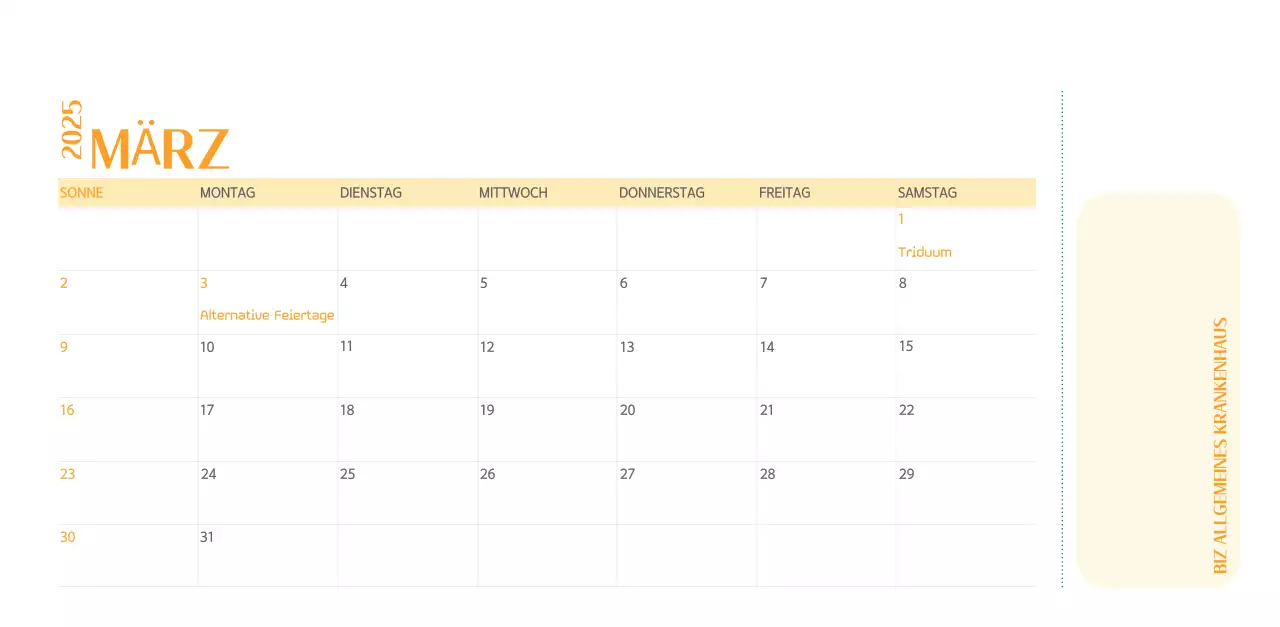 Krankenhauskalender in grünem Fotorahmen