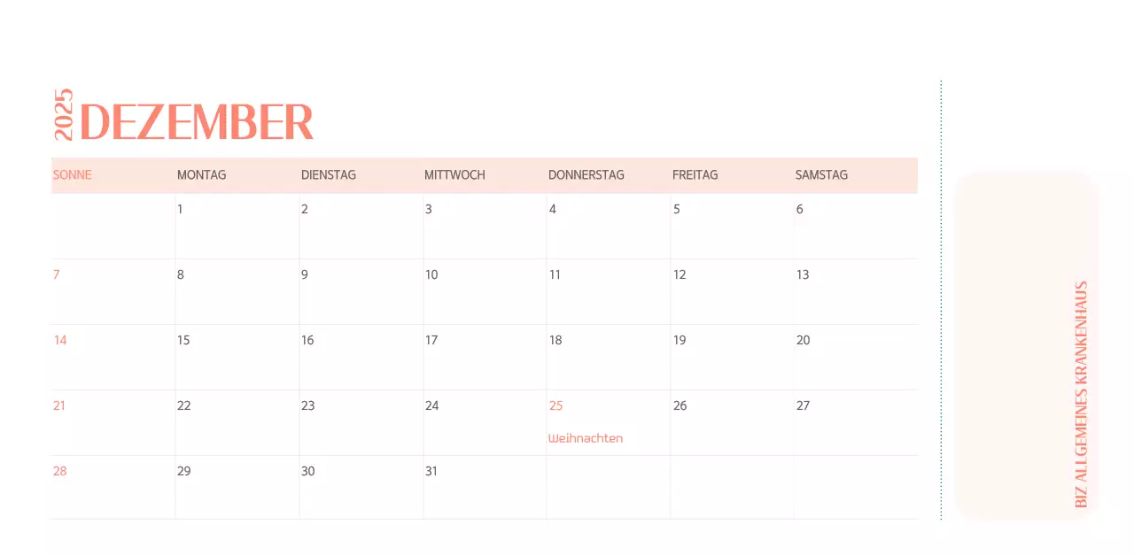 Krankenhauskalender in grünem Fotorahmen