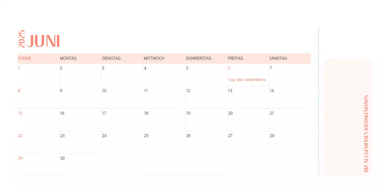 Krankenhauskalender in grünem Fotorahmen