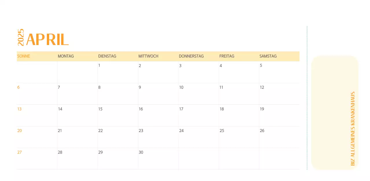 Krankenhauskalender in grünem Fotorahmen