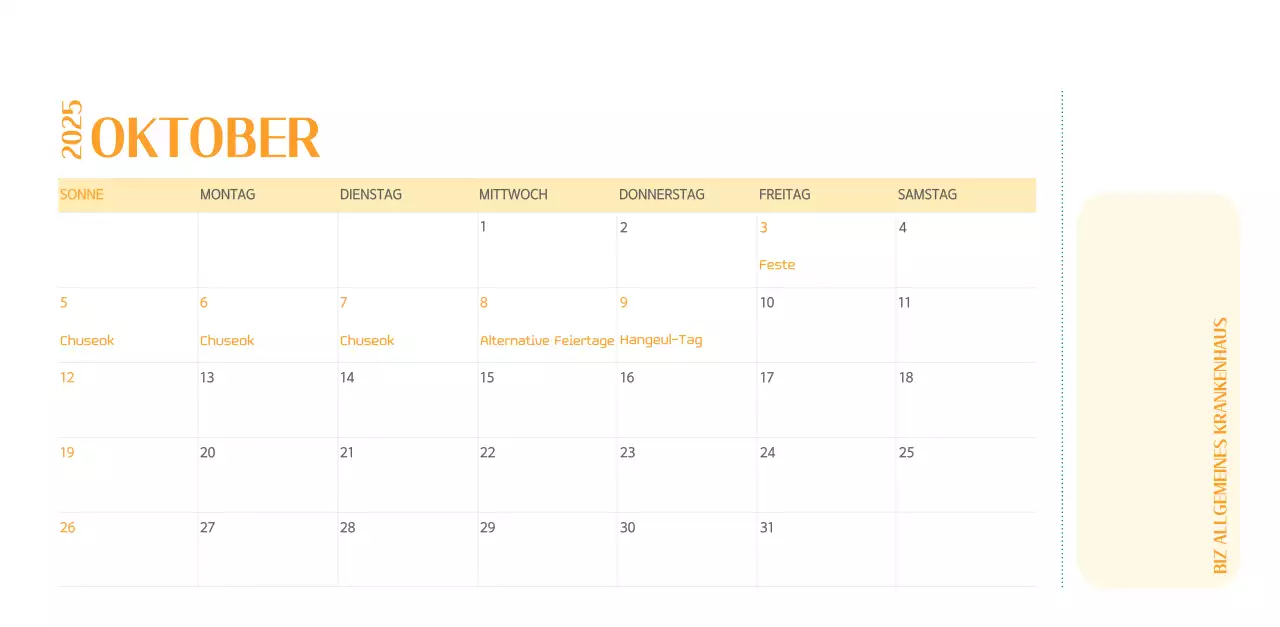 Krankenhauskalender in grünem Fotorahmen