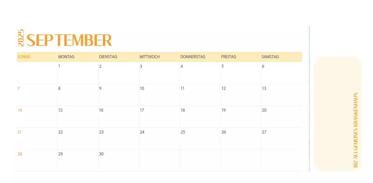 Krankenhauskalender in grünem Fotorahmen