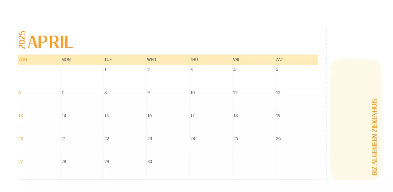 Ziekenhuiskalender in groen fotolijstje