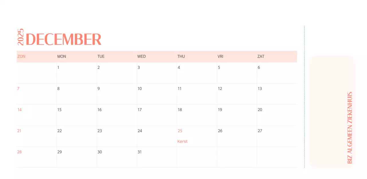 Ziekenhuiskalender in groen fotolijstje