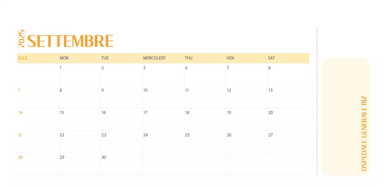 Calendario ospedaliero in cornice verde