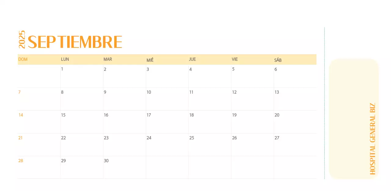 Calendario hospitalario en marco de fotos verde