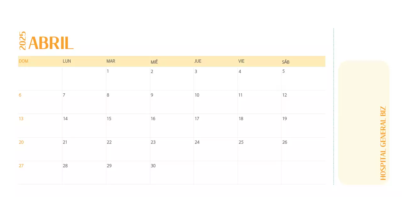 Calendario hospitalario en marco de fotos verde