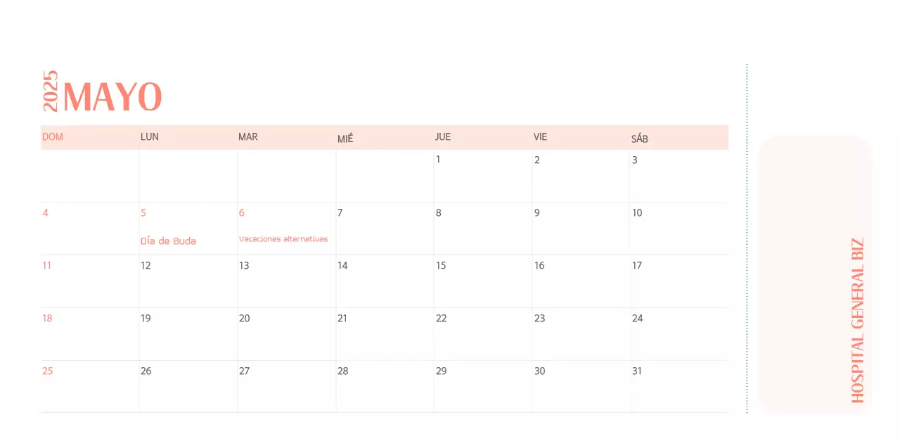 Calendario hospitalario en marco de fotos verde