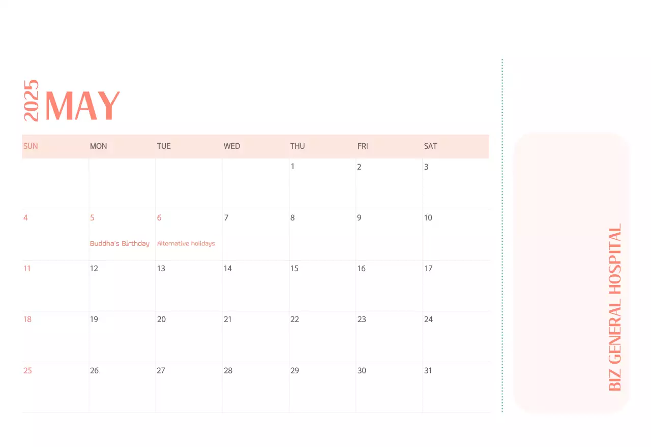 Kalender rumah sakit dalam bingkai foto hijau