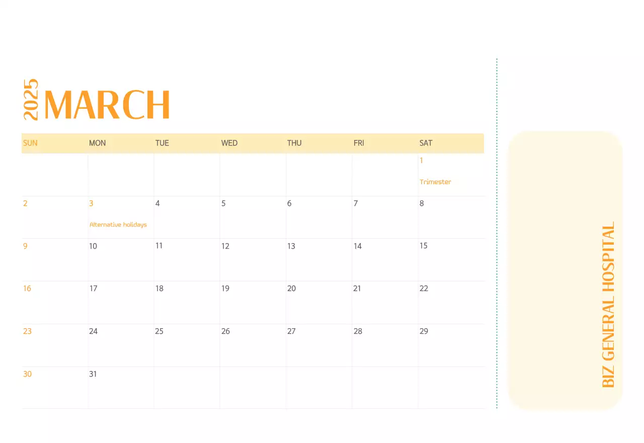 Kalender rumah sakit dalam bingkai foto hijau