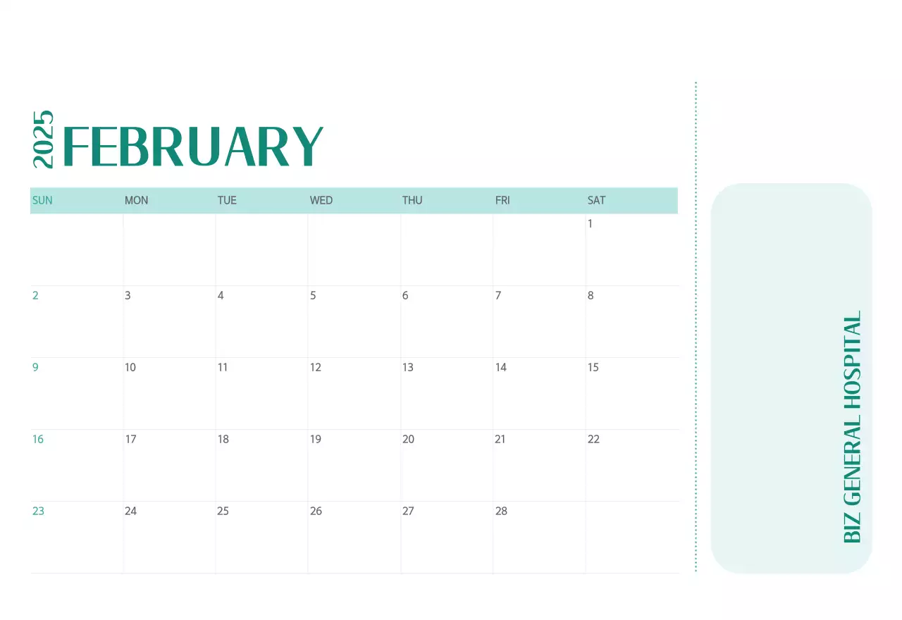 Kalender rumah sakit dalam bingkai foto hijau