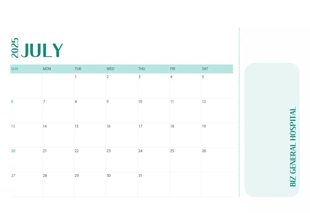 Kalender rumah sakit dalam bingkai foto hijau