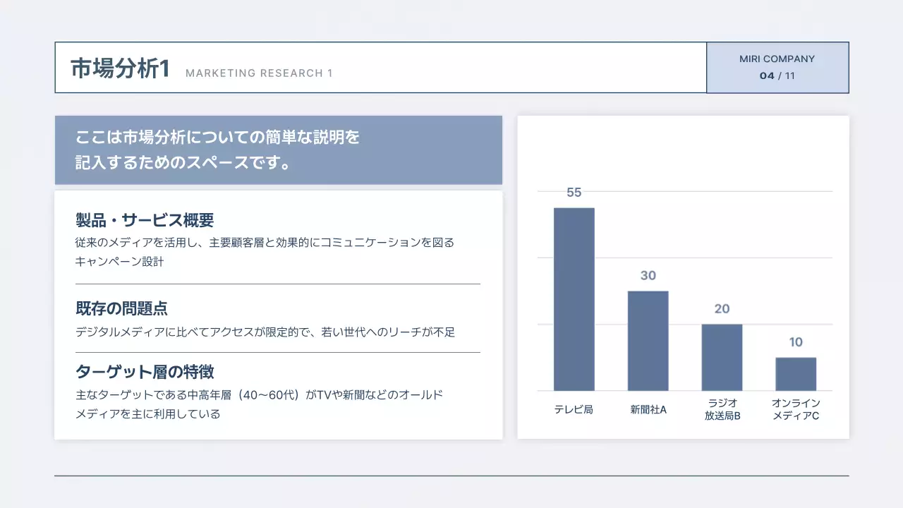 青 モダン マーケティング 提案書 プレゼンテーション