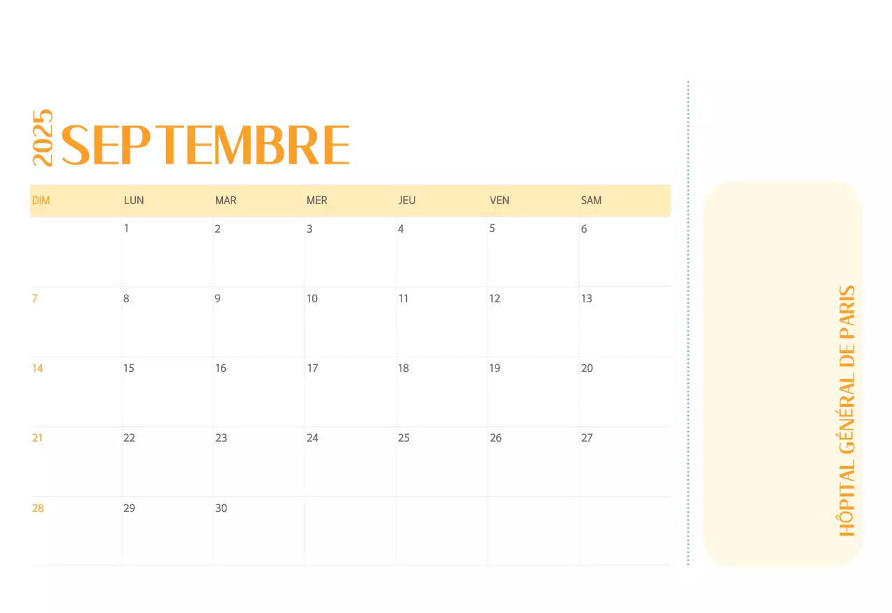 Calendrier hospitalier dans un cadre photo vert