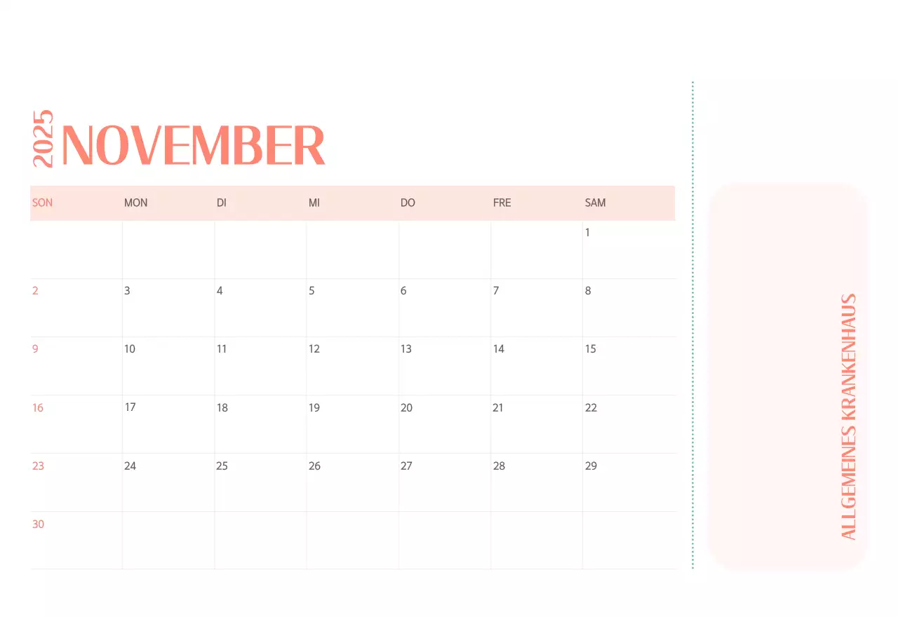 Krankenhauskalender in grünem Fotorahmen