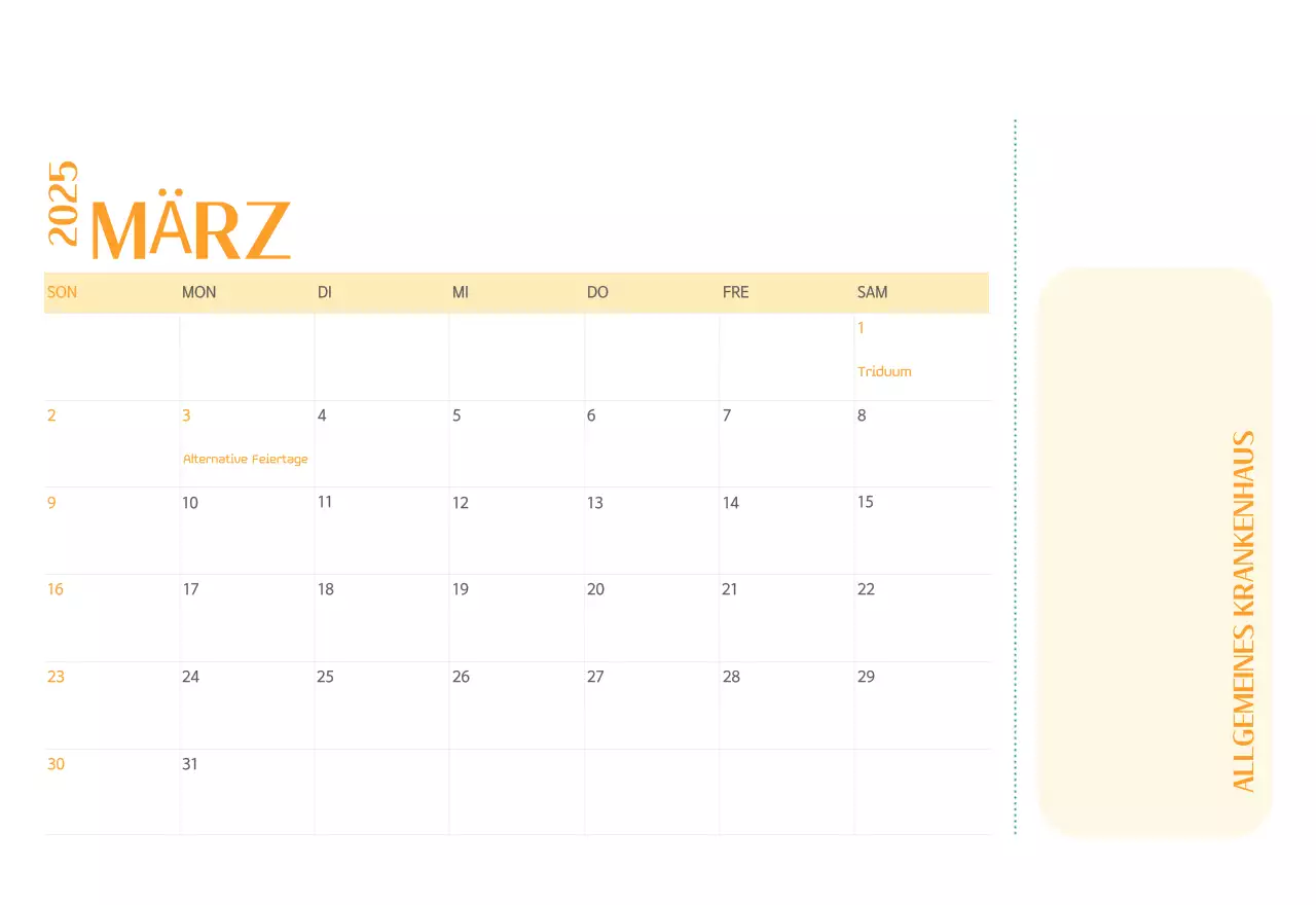 Krankenhauskalender in grünem Fotorahmen