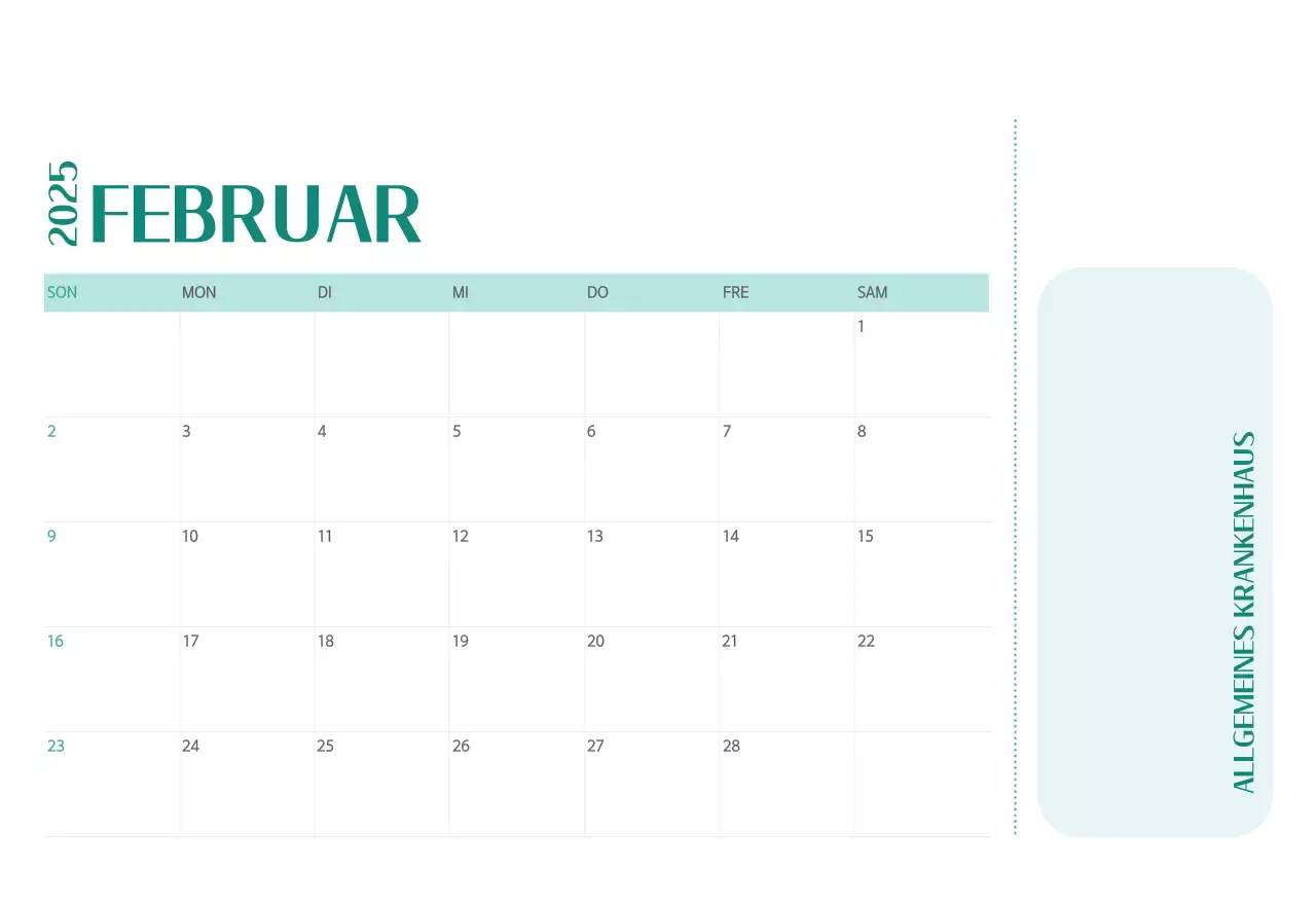 Krankenhauskalender in grünem Fotorahmen