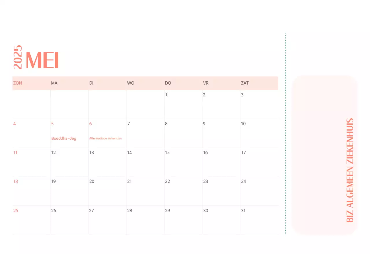 Ziekenhuiskalender in groen fotolijstje