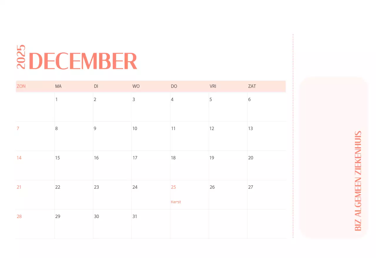 Ziekenhuiskalender in groen fotolijstje