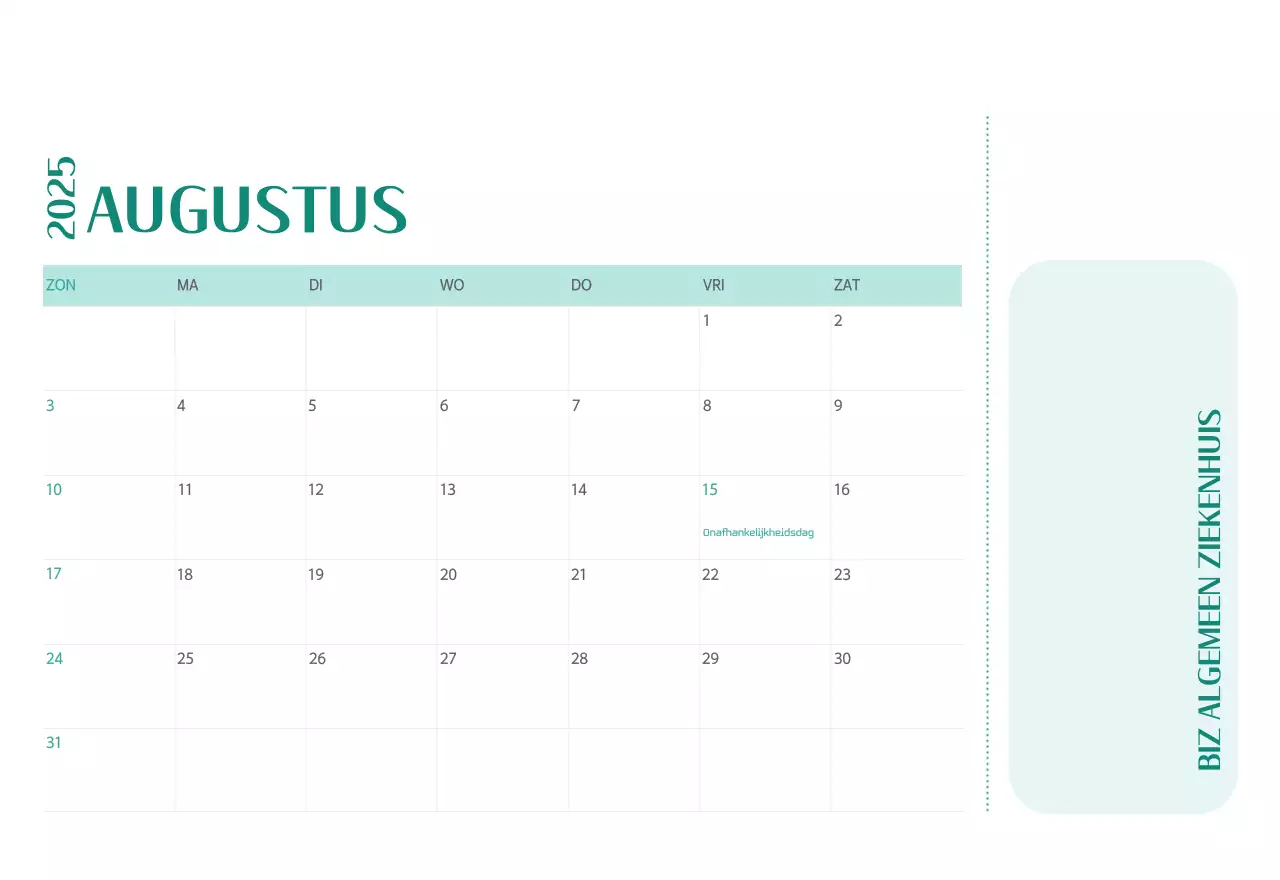 Ziekenhuiskalender in groen fotolijstje