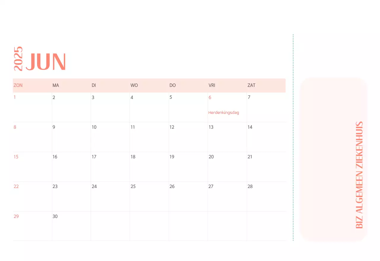 Ziekenhuiskalender in groen fotolijstje