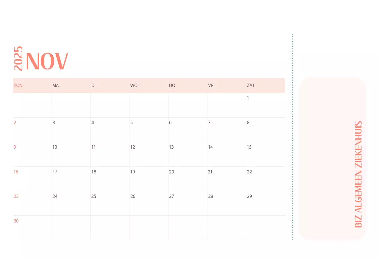 Ziekenhuiskalender in groen fotolijstje