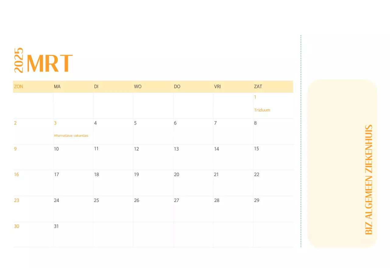 Ziekenhuiskalender in groen fotolijstje