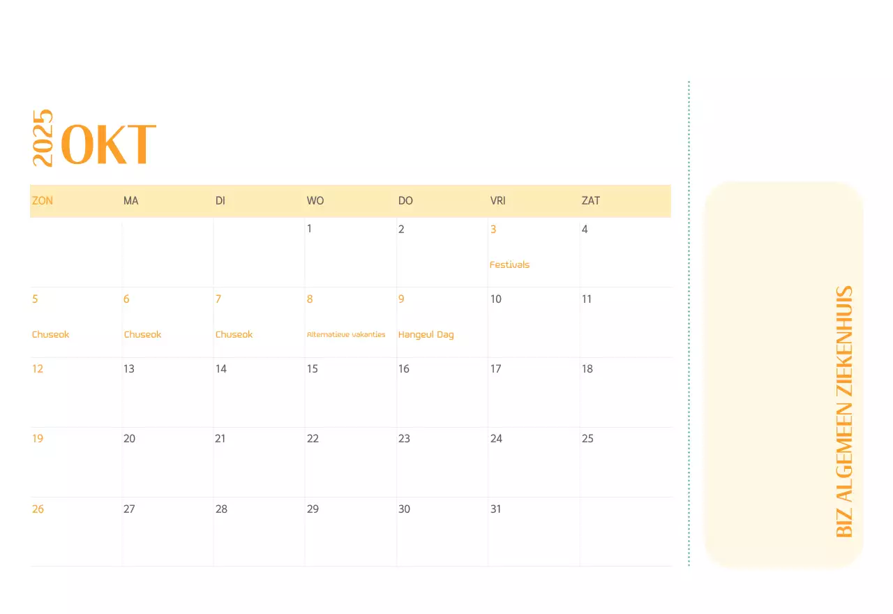 Ziekenhuiskalender in groen fotolijstje