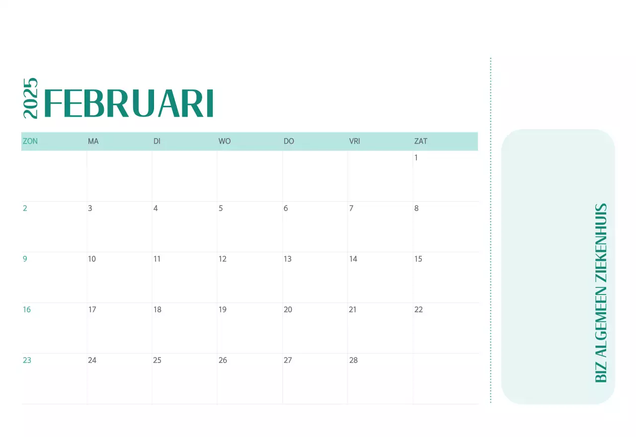 Ziekenhuiskalender in groen fotolijstje