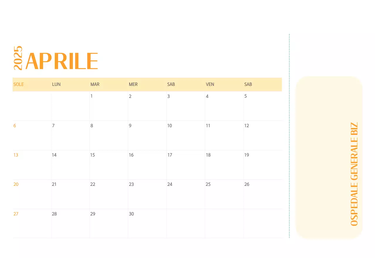 Calendario ospedaliero in cornice verde