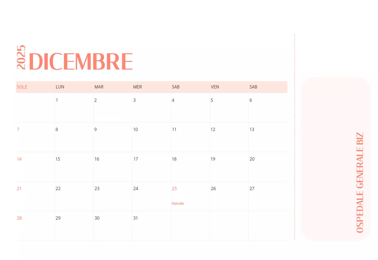 Calendario ospedaliero in cornice verde